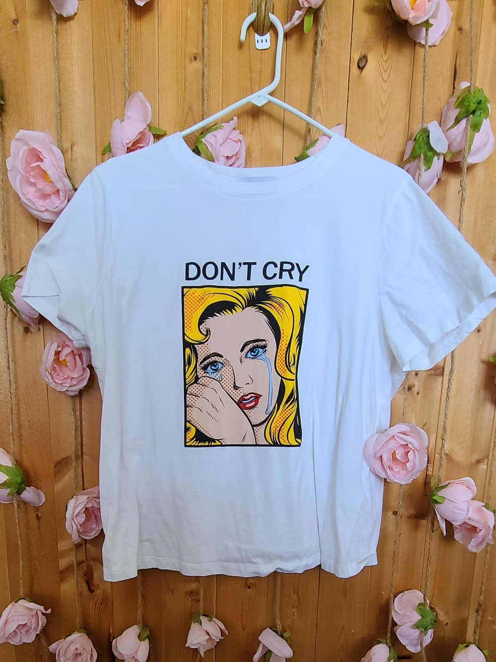 Pop Art Don't Cry Graphic Tee - White